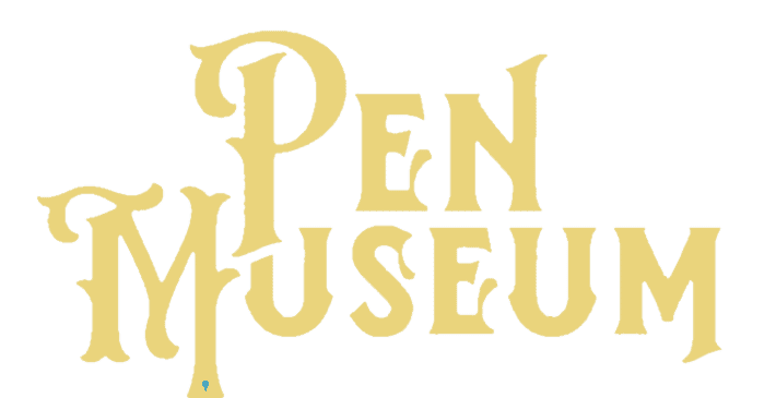 Pen Museum logo with vintage pen illustration and text.